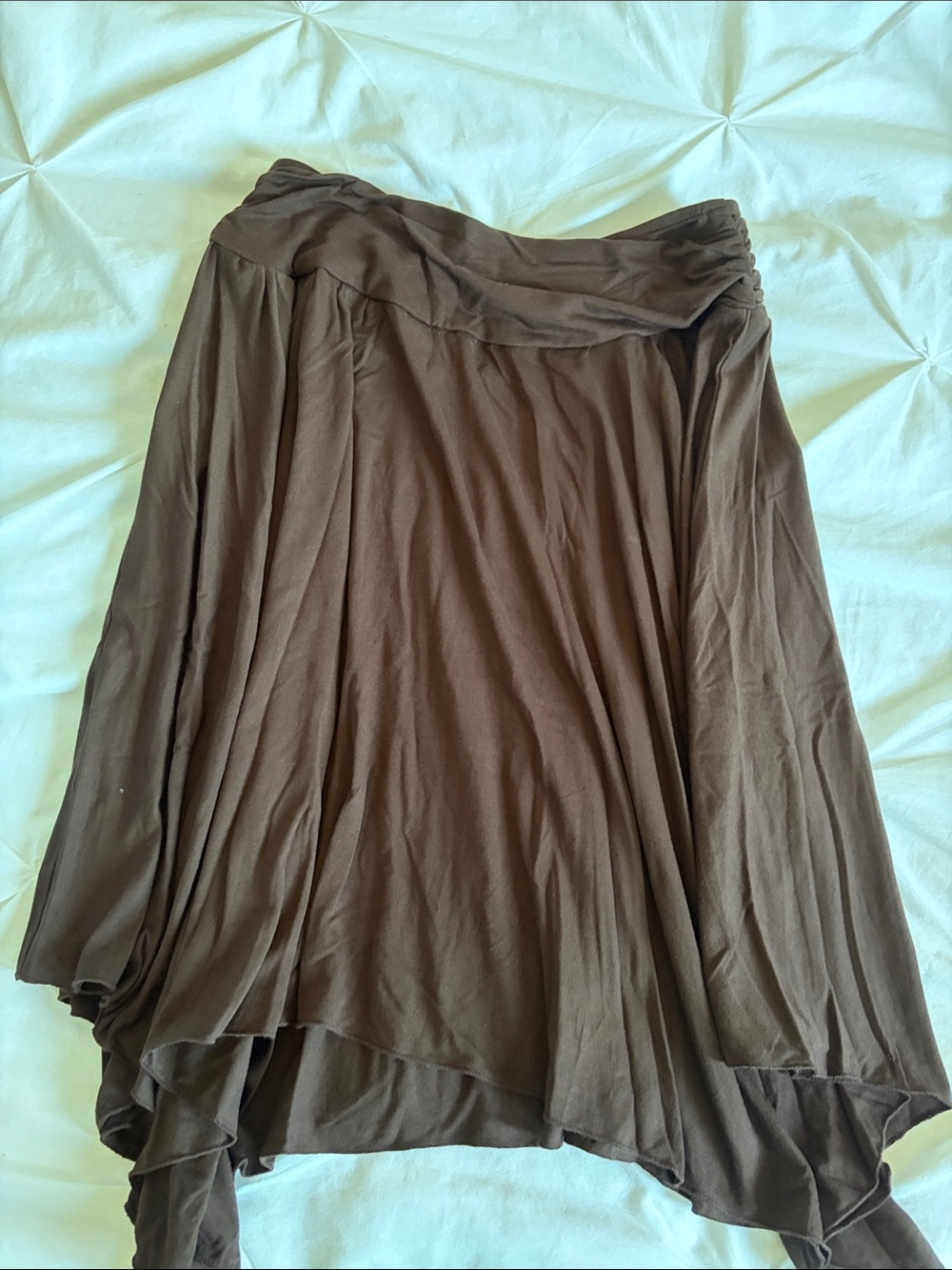 Women’s Flowing Handkerchief Hem Midi Skirt - Brown - Picture 4 of 6